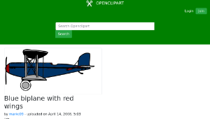 openclipart圖庫：Blue biplane with red wings-資源代表圖
