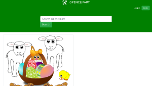 openclipart圖庫：Funny lambs, bunnies and chick with Easter eggs in a basket