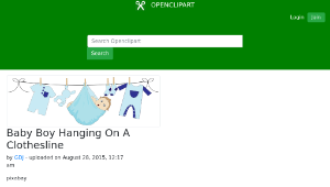 openclipart圖庫：Baby Boy Hanging On A Clothesline縮圖