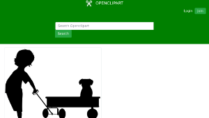 openclipart圖庫：Child Pulling Wagon Silhouette