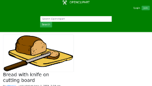 openclipart圖庫：Bread with knife on cutting board-資源代表圖