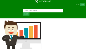 openclipart圖庫：Businessman Pointing To Graph On Monitor