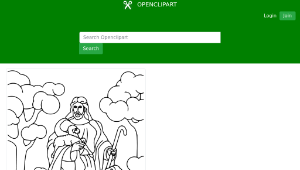 openclipart圖庫：Jesus Christ The Shepherd Line Art縮圖