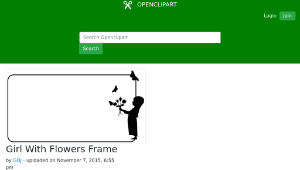 openclipart圖庫：Girl With Flowers Frame縮圖
