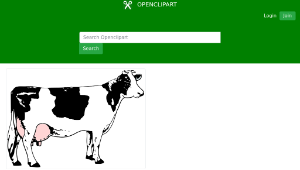 openclipart圖庫：Cow black and white / Vache blanche et noire avec de l'herbe-資源代表圖
