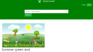 openclipart圖庫：Summer green and sunny landscape with bunnies, trees, flowers, butterfly, apples, sports, ...縮圖