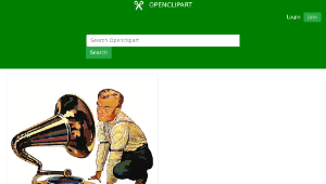 openclipart圖庫：Man listening to Gramophone Detailed-資源代表圖