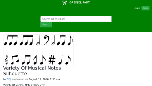 openclipart圖庫：Variety Of Musical Notes Silhouette-資源代表圖