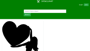 openclipart圖庫：Woman With Big Heart Silhouette縮圖