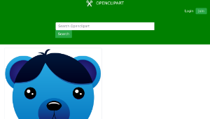 openclipart圖庫：Blue Bear with parted hair縮圖