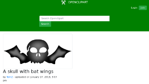 openclipart圖庫：A skull with bat wings
