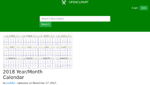openclipart圖庫：2018 Year/Month Calendar