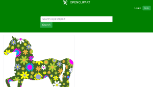 openclipart圖庫：Retro Floral Horse縮圖