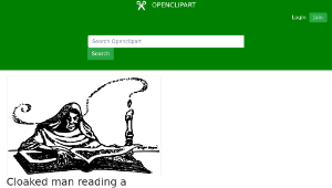 openclipart圖庫：Cloaked man reading a book縮圖