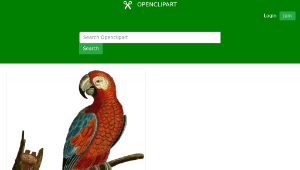 openclipart圖庫：Vintage Deep Red Parrot Illustration縮圖