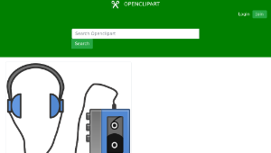 openclipart圖庫：Headphones with Portable Tapeplayer