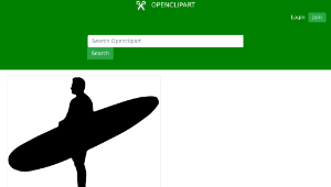 openclipart圖庫：Man Holding Surfboard Silhouette
