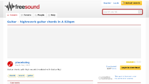 Freesound聲音庫：highreverb guitar chords in A 82bpm