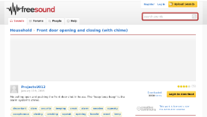 Freesound聲音庫：Front door opening and closing (with chime)