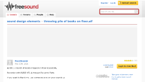 Freesound聲音庫：throwing pile of books on floor.aif