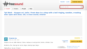 Freesound聲音庫：Kaupan ovi, kello / Front door in a shop with a bell ringing, wooden, creaking door open and close-資源代表圖