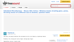 Freesound聲音庫：Ikkuna rikki, kivitys / Windows break, breaking glass, panes, throwing stones of a different size at