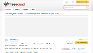 Freesound聲音庫：Extremely Close THUNDER! (no rain)