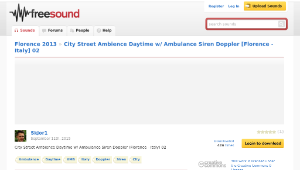 Freesound聲音庫：City Street Ambience Daytime w/ Ambulance Siren Doppler [Florence - Italy] 02