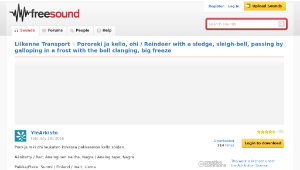 Freesound聲音庫：Pororeki ja kello, ohi / Reindeer with a sledge, sleigh-bell, passing by galloping in a frost with-資源代表圖