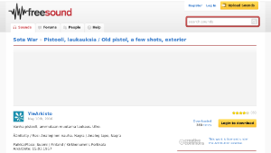 Freesound聲音庫：Pistooli, laukauksia / Old pistol, a few shots, exterior縮圖