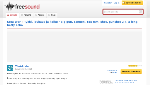 Freesound聲音庫：Tykki, laukaus ja kaiku / Big gun, cannon, 155 mm, shot, gunshot 2 x, a long, hefty echo -資源代表圖
