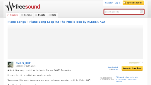 Freesound聲音庫：Piano Song Loop #2 The Music Box by KLEBER KGF