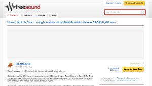 Freesound聲音庫：rough waves sand beach wide stereo 140818_00.wav