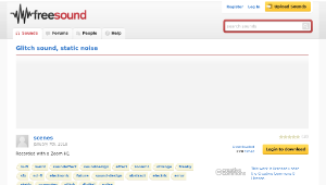 Freesound聲音庫：Glitch sound, static noise