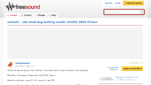 Freesound聲音庫：old small dog barking woods 151003_0804 ST.wav