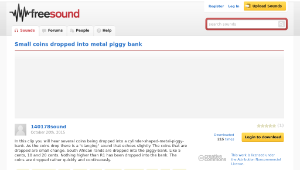 Freesound聲音庫：Small coins dropped into metal piggy bank縮圖