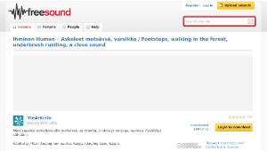 Freesound聲音庫：Askeleet metsässä, varvikko / Footsteps, walking in the forest, underbrush rustling, a close sound -資源代表圖