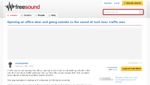 Freesound聲音庫：Opening an office door and going outside to the sound of rush hour traffic.wav-資源代表圖