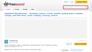 Freesound聲音庫：Rysähdys, puinen / Crash, wooden, pulling down a wooden cottage, wall falls down, some creaking-資源代表圖
