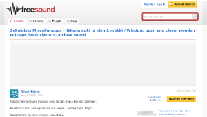 Freesound聲音庫：Ikkuna auki ja kiinni, mökki / Window, open and close, wooden cottage, hook clatters, a close sound縮圖