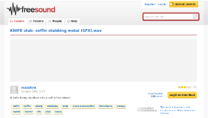 Freesound聲音庫：KNIFE stab- coffin stabbing metal (SFX).wav
