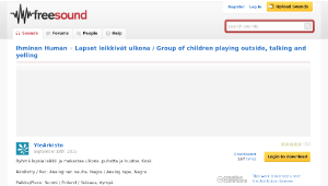 Freesound聲音庫：Lapset leikkivät ulkona / Group of children playing outside, talking and yelling縮圖