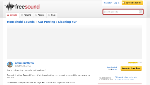 Freesound聲音庫：Cat Purring / Cleaning Fur