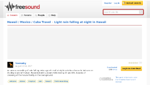 Freesound聲音庫：Light rain falling at night in Hawaii