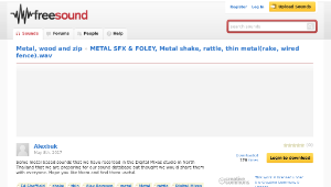 Freesound聲音庫：METAL SFX & FOLEY, Metal shake, rattle, thin metal(rake, wired fence).wav