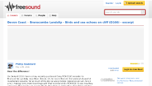 Freesound聲音庫：Branscombe Landslip - Birds and sea echoes on cliff (D100) - excerpt