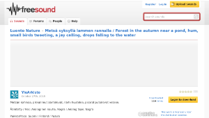 Freesound聲音庫：Metsä syksyllä lammen rannalla / Forest in the autumn near a pond, hum, small birds tweeting, a jay縮圖