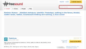 Freesound聲音庫：Askeleet metsässä, ryteikkö / Footsteps, walking in the forest, thicket, rubber boots, wellies-資源代表圖