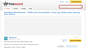 Freesound聲音庫：Korkki auki, kruunukorkki / Crown cap, bottles open, pouring beer, interior-資源代表圖