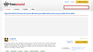 Freesound聲音庫：OpenField441VersionSummerBirdsInsectsWindSennheiserJune5th2016.WAV